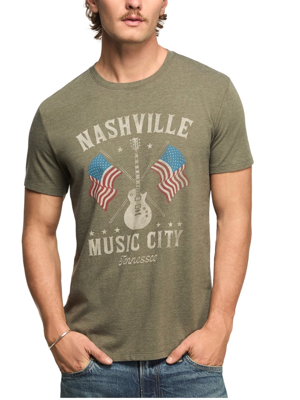 Lucky Brand Olive Nashville Music City Graphic Tee • Size XXL • NWT